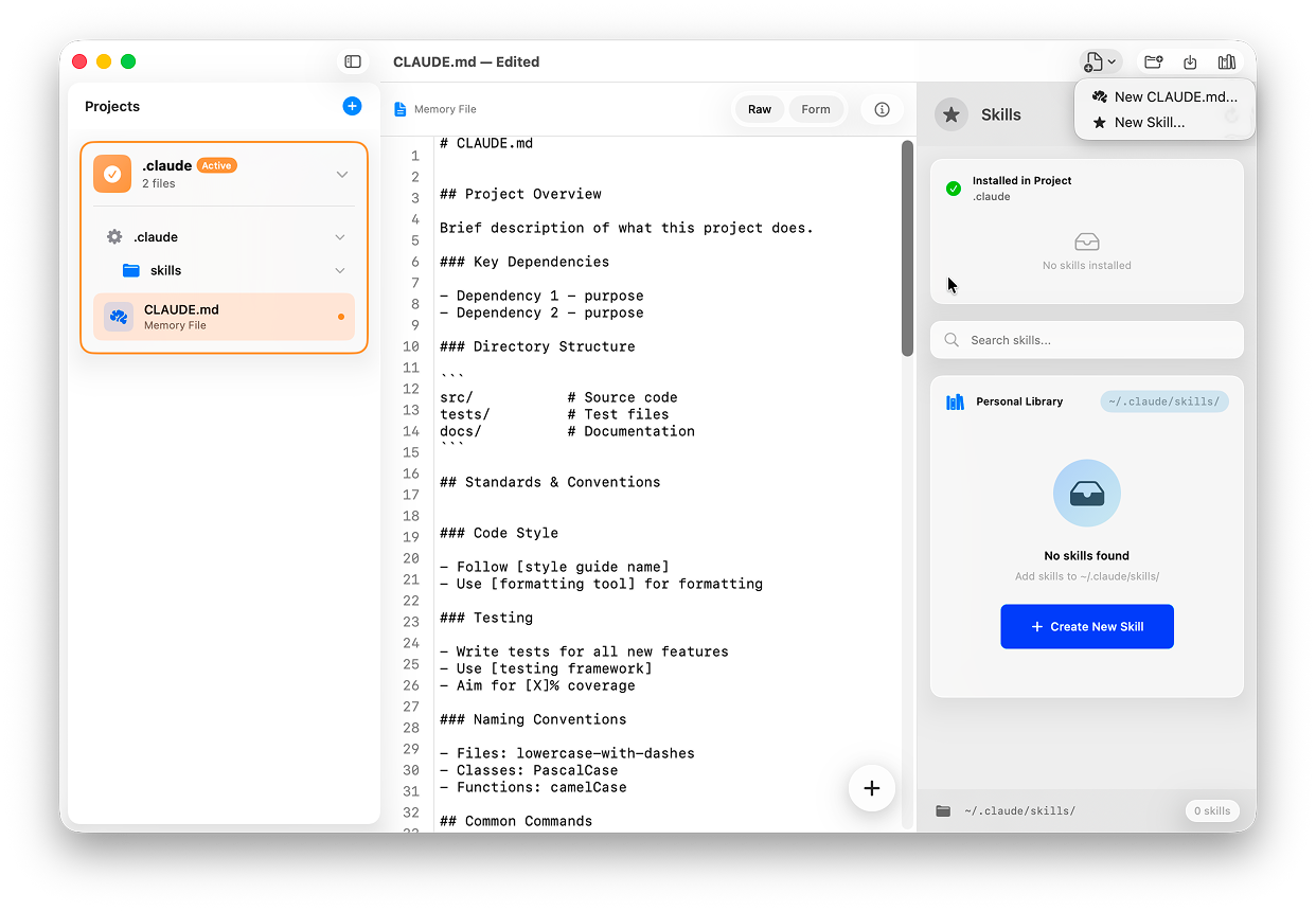 ClaudeMDEditor main interface